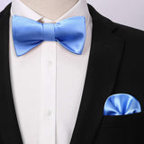 Solid Bow Tie & Pocket Square - F1-BLUE 