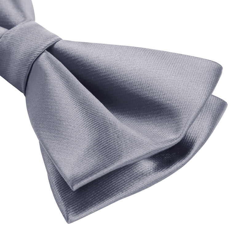 Solid Pre-Tied Bow Tie & Pocket Square - DARK GREY 