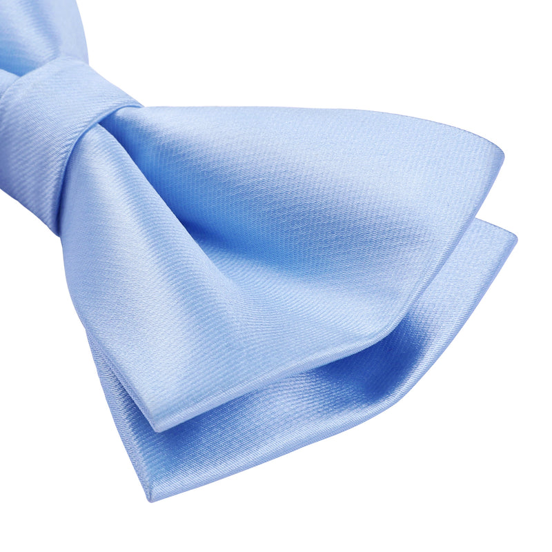 Solid Pre-Tied Bow Tie & Pocket Square - BLUE 11 