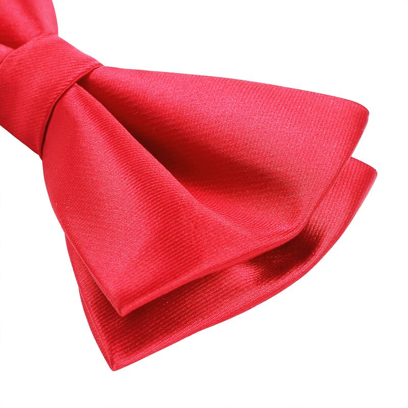 Solid Pre-Tied Bow Tie & Pocket Square - RED 1 