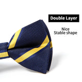 Stripe Pre-Tied Bow Tie - NAVY BLUE/YELLOW 