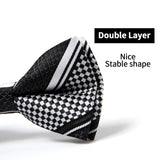 Stripe Pre-Tied Bow Tie - BLACK / WHITE 