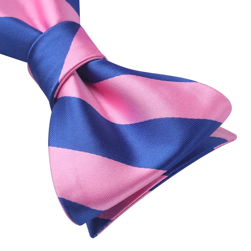 Stripe Bow Tie & Pocket Square - D-PINK/BLUE 