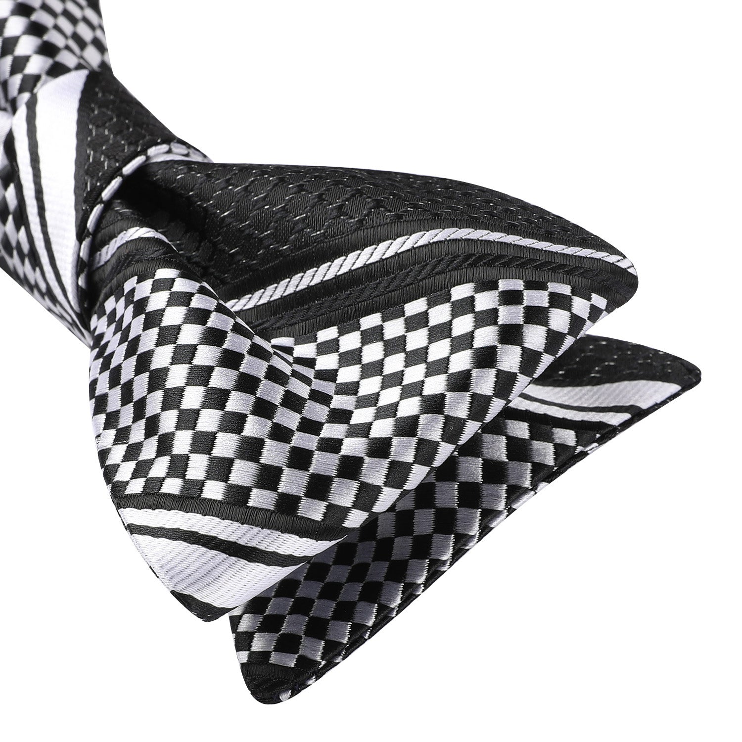 Stripe Bow Tie & Pocket Square - 01-BLACK/WHITE