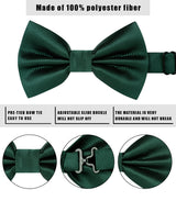 Solid Pre-Tied Bow Tie & Pocket Square - G-EMERALD GREEN