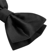 Solid Pre-Tied Bow Tie & Pocket Square - B-BLACK 3 
