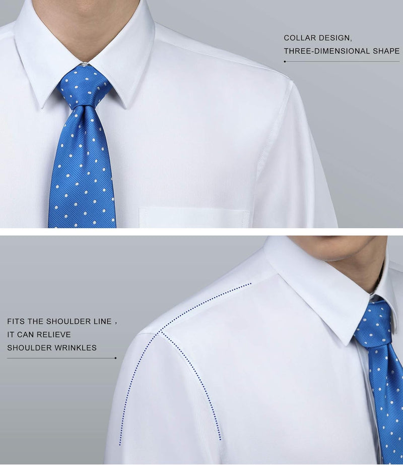 Contrast Color Men's Dress Shirt with Pocket - WHITE/BLUE