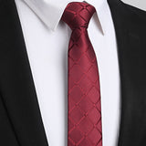 Plaid 2.17'' Skinny Formal Tie - A- RED