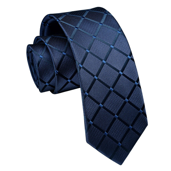 Plaid 2.17'' Skinny Formal Tie - A- NAVY BLUE
