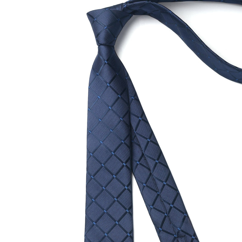 Plaid 2.17'' Skinny Formal Tie - A- NAVY BLUE