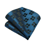 Plaid Tie Handkerchief Set - NAVY/BLACK