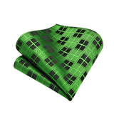 Plaid Tie Handkerchief Set - FOREST GREEN