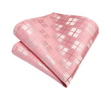 Plaid Tie Handkerchief Set - SOLID PINK