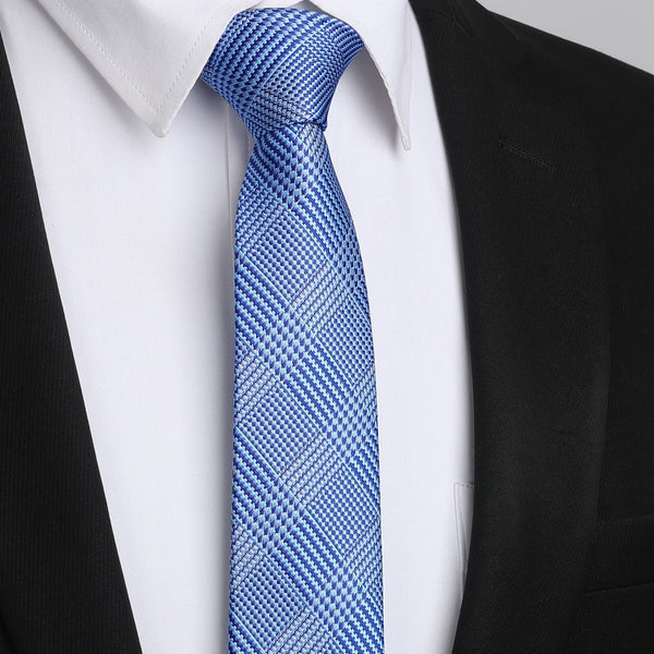 Plaid 2.17'' Skinny Formal Tie - A- BLUE