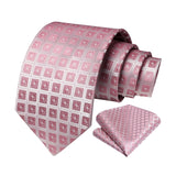Plaid Tie Handkerchief Set - C-PINK CHECKERED 2
