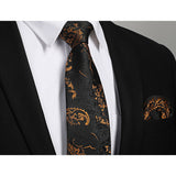 Floral Tie Handkerchief Set - GOLD