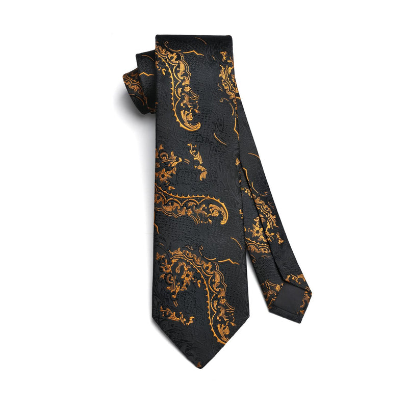 Floral Tie Handkerchief Set - GOLD