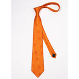 Floral Tie Handkerchief Cufflinks - ORANGE