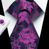 Floral Tie Handkerchief Cufflinks - PURPLE