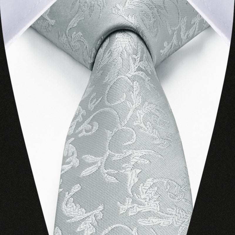 Floral 2.17'' Skinny Formal Tie - B-SILVER