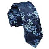 Floral 2.17' Skinny Formal Tie - B- BLUE