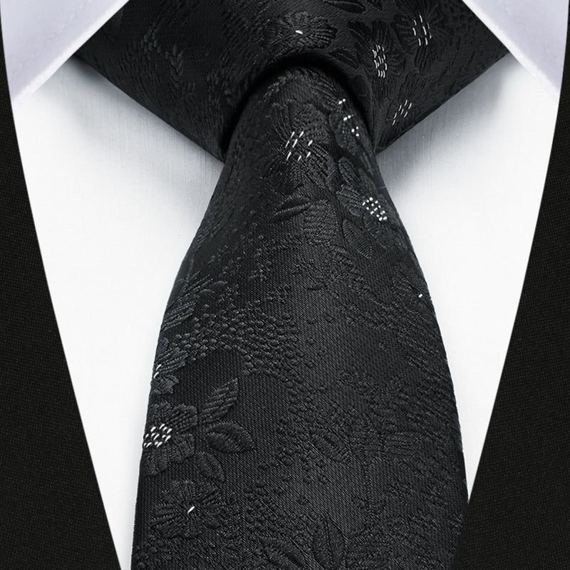 Floral 2.17'' Skinny Formal Tie - C-BLACK