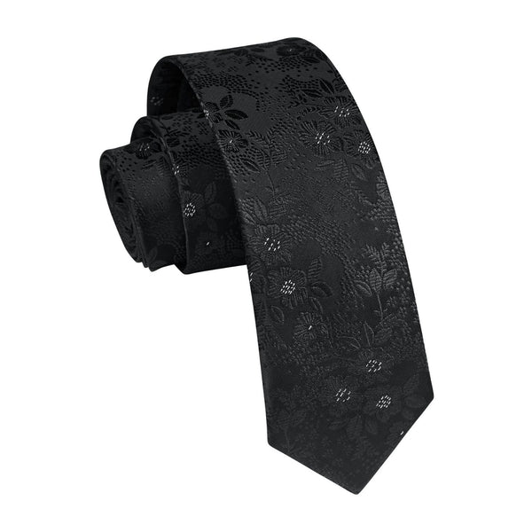 Floral 2.17'' Skinny Formal Tie - C-BLACK