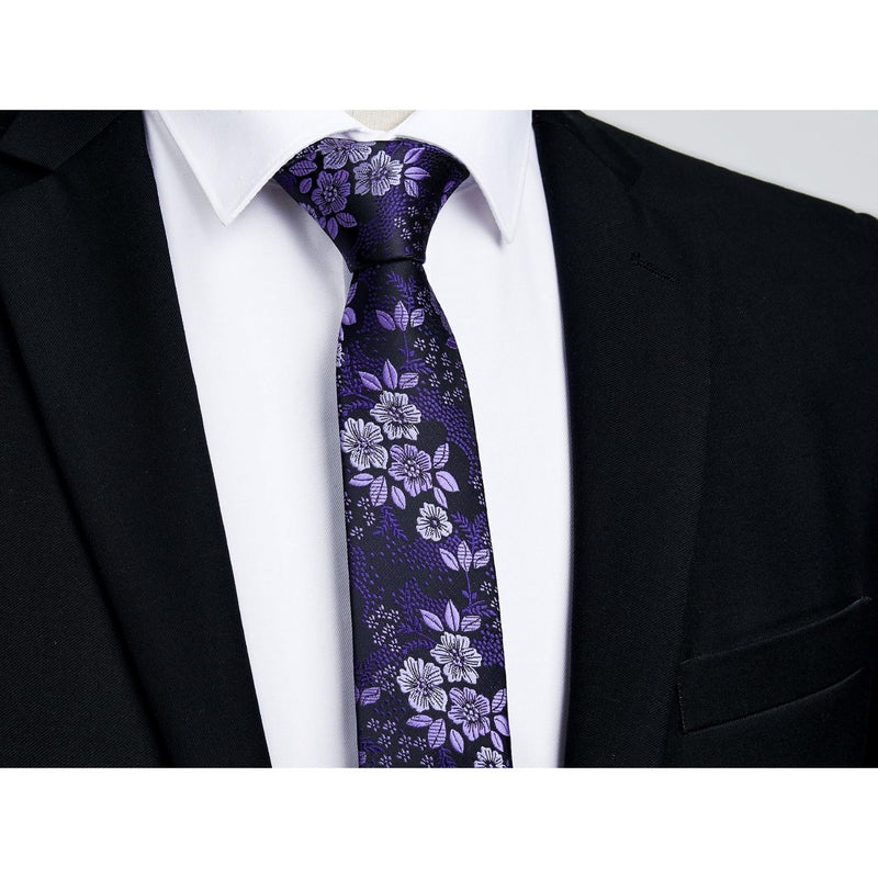 Floral 2.17'' Skinny Formal Tie - C-PURPLE