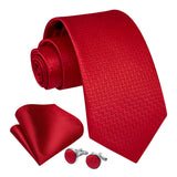 Stripe Tie Handkerchief Cufflinks - RED