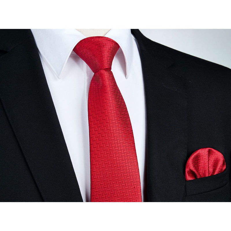 Stripe Tie Handkerchief Cufflinks - RED