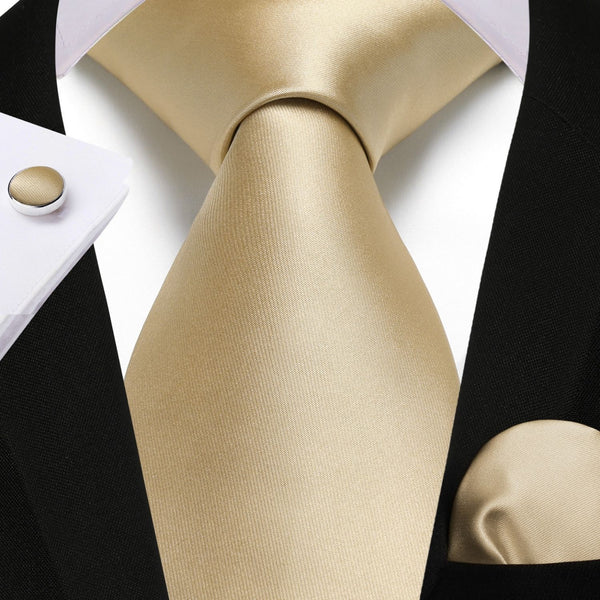 Solid Tie Handkerchief Cufflinks -  A2-CHAMPAGNE