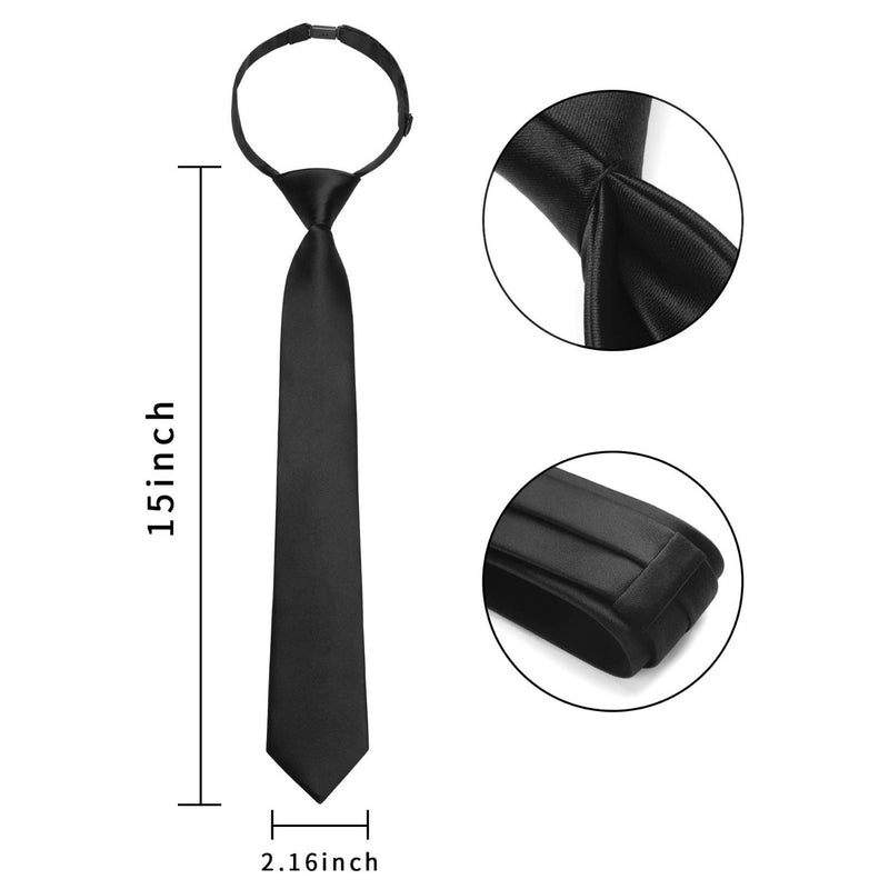 Boy's Solid Pre-Tie Necktie - A-BLACK-2
