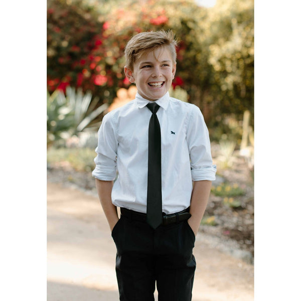Boy's Solid Pre-Tie Necktie - A-BLACK-1