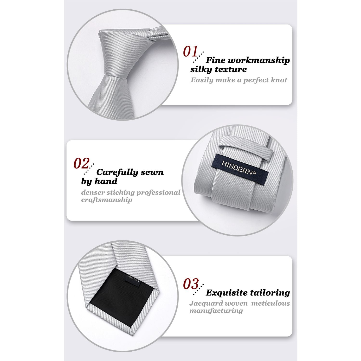 Solid Tie Handkerchief Set - P-SILVER