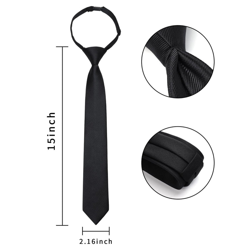 Boy's Solid Pre-Tie Necktie - A-BLACK-1