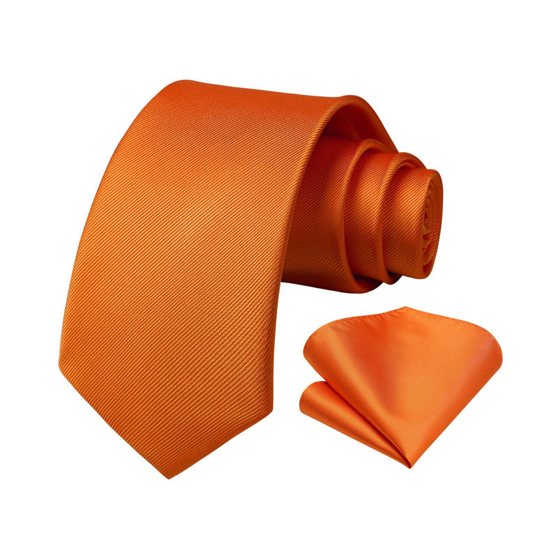 Solid Tie Handkerchief Set - O-ORANGE