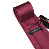 Solid 3.35 inch Tie Handkerchief Set - I-BURGUNDY