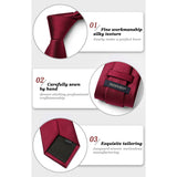 Solid 3.35 inch Tie Handkerchief Set - I-BURGUNDY