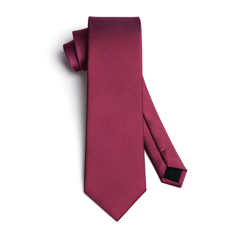 Solid 3.35 inch Tie Handkerchief Set - I-BURGUNDY