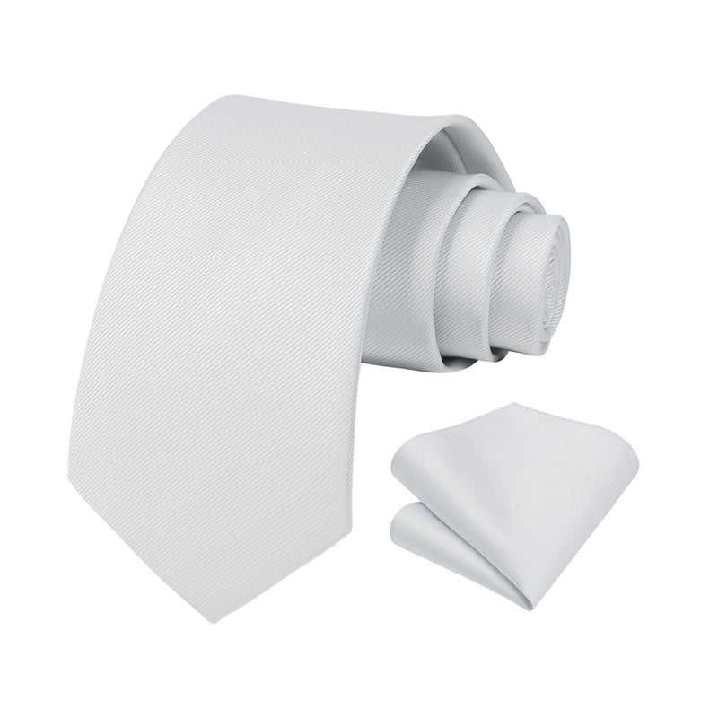 Solid 3.35 inch Tie Handkerchief Set - Q-WHITE