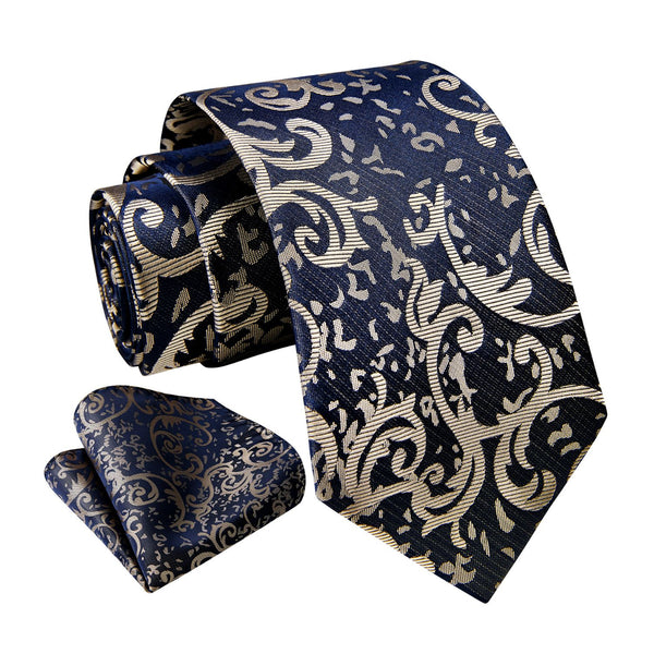 Paisley Tie Handkerchief Set - 39 NAVY