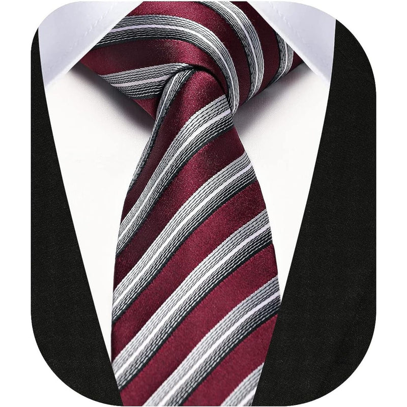 Stripe 2.17' Skinny Formal Tie - D- RED/WHITE