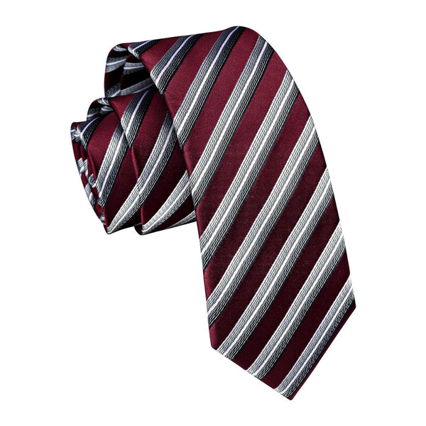 Stripe 2.17' Skinny Formal Tie - D- RED/WHITE