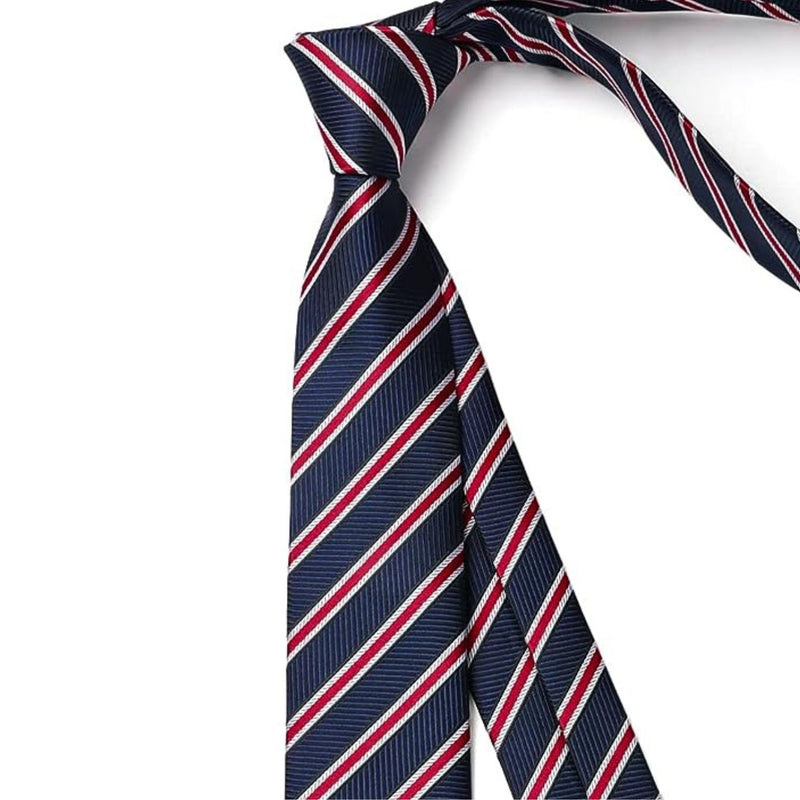 Stripe 2.17' Skinny Formal Tie - D- BLUE/RED