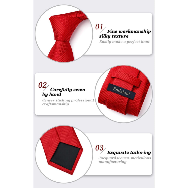 Stripe Tie Handkerchief Set - RED-1
