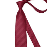 Stripe Tie Handkerchief Set - BURGUNDY-1