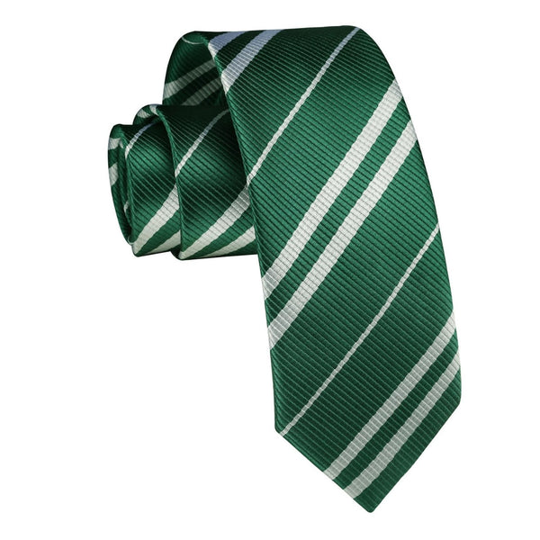 Stripe 2.17'' Skinny Formal Tie - E-GREEN/WHITE