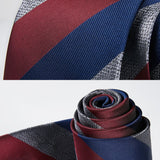 Stripe Tie Handkerchief Set - 43 BRUGUNDY/NAVY BLUE