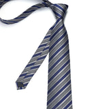Stripe Tie Handkerchief Cufflinks - NAVY BLUE/GREY