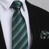 Stripe Tie Handkerchief Cufflinks - GREEN